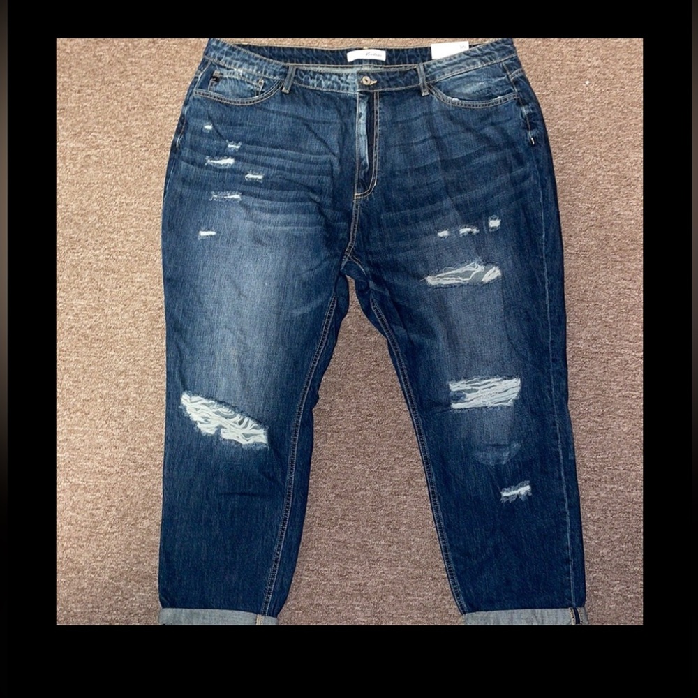 KanCan Men's Relaxed Fit Blue Distressed Jeans